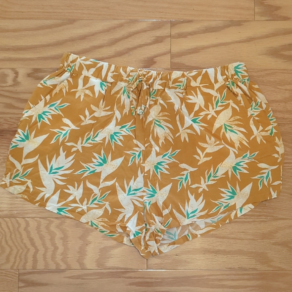 SO High Waist Mustard and Green Floral Women Shorts